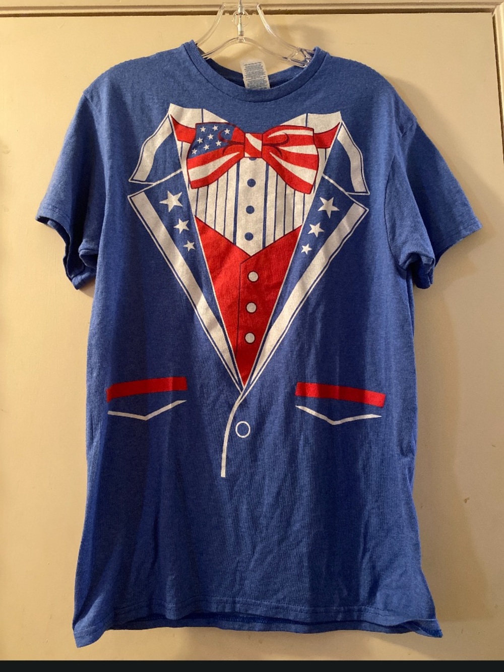 Blue Patriotic Tux Graphic Tee - Men's Casual Shirt